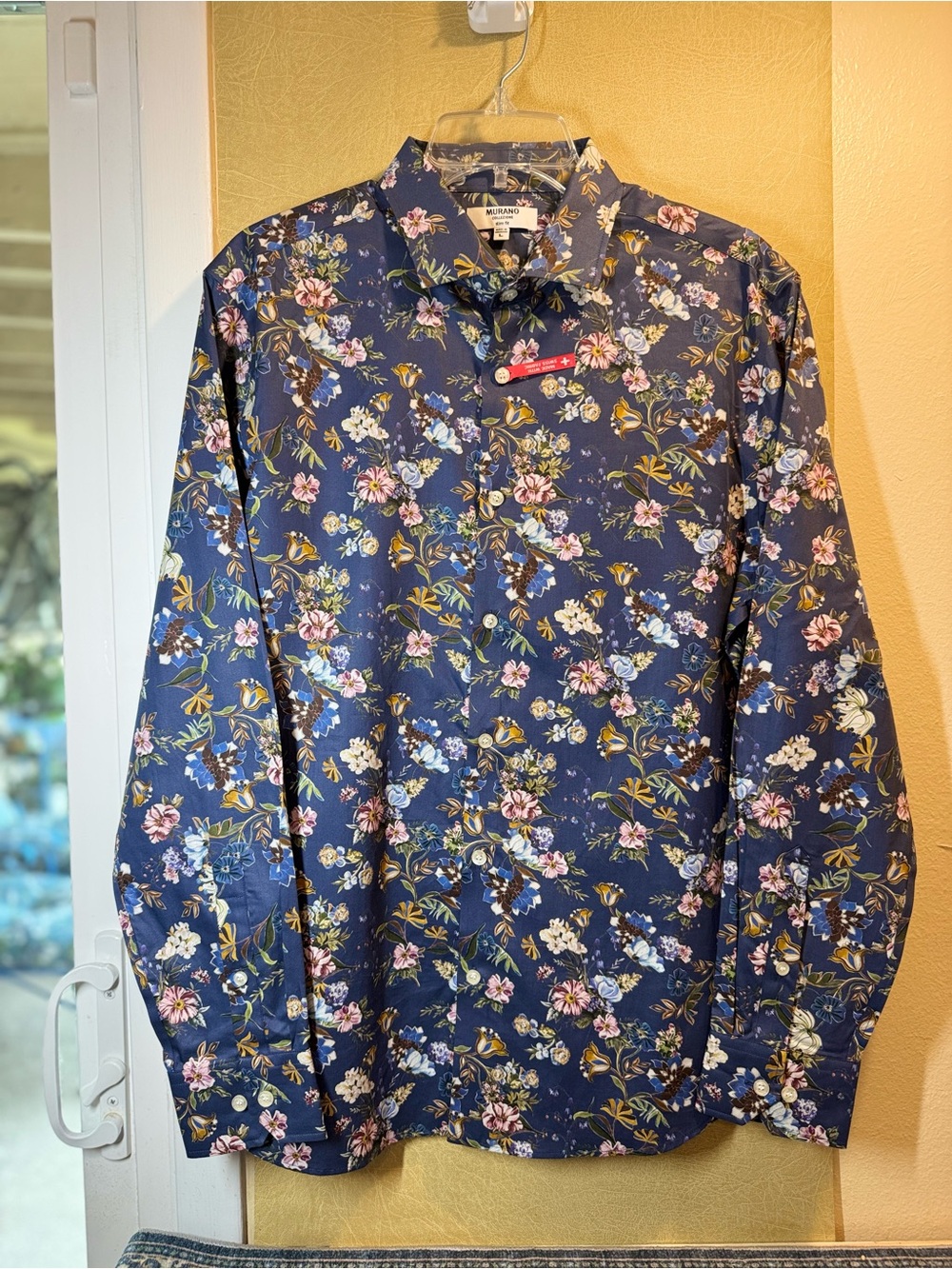 Murano Navy Floral Long-Sleeve Button-Down Shirt